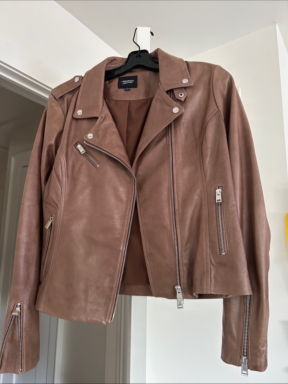 Lamarque Leather Moto Jacket - tan